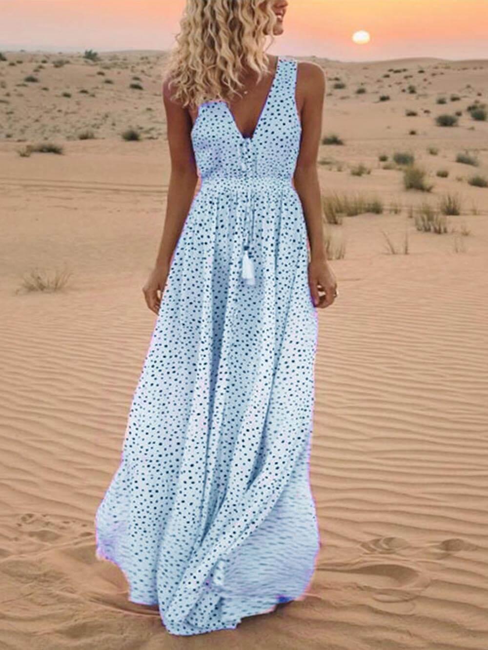 SereneSilhouette Women's Sleeveless Maxi Dress – Elegant Summer Attire