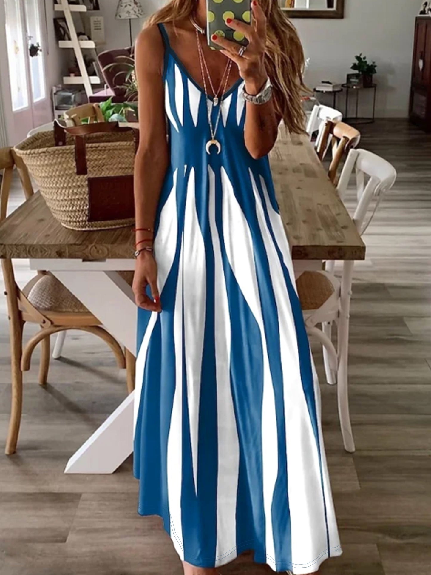 SophiaShades Women's Striped Maxi Dress – Effortless Elegance