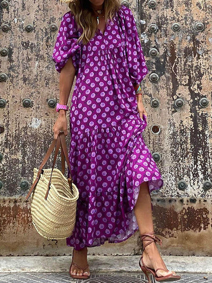 BellaVista Women's Printed Maxi Dress – Effortless Style and Comfort