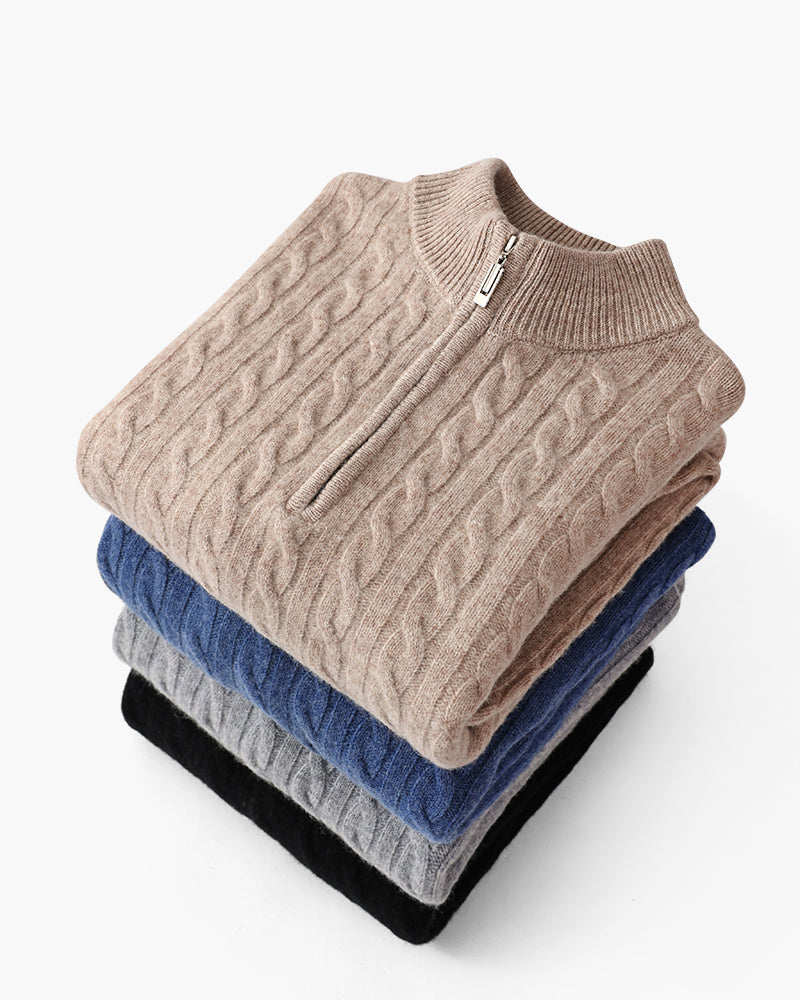 Polo de Cashmere 100% Tejido con Media Cremallera