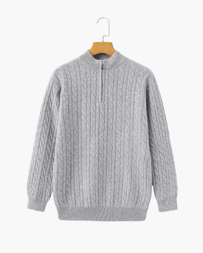 Polo de Cashmere 100% Tejido con Media Cremallera