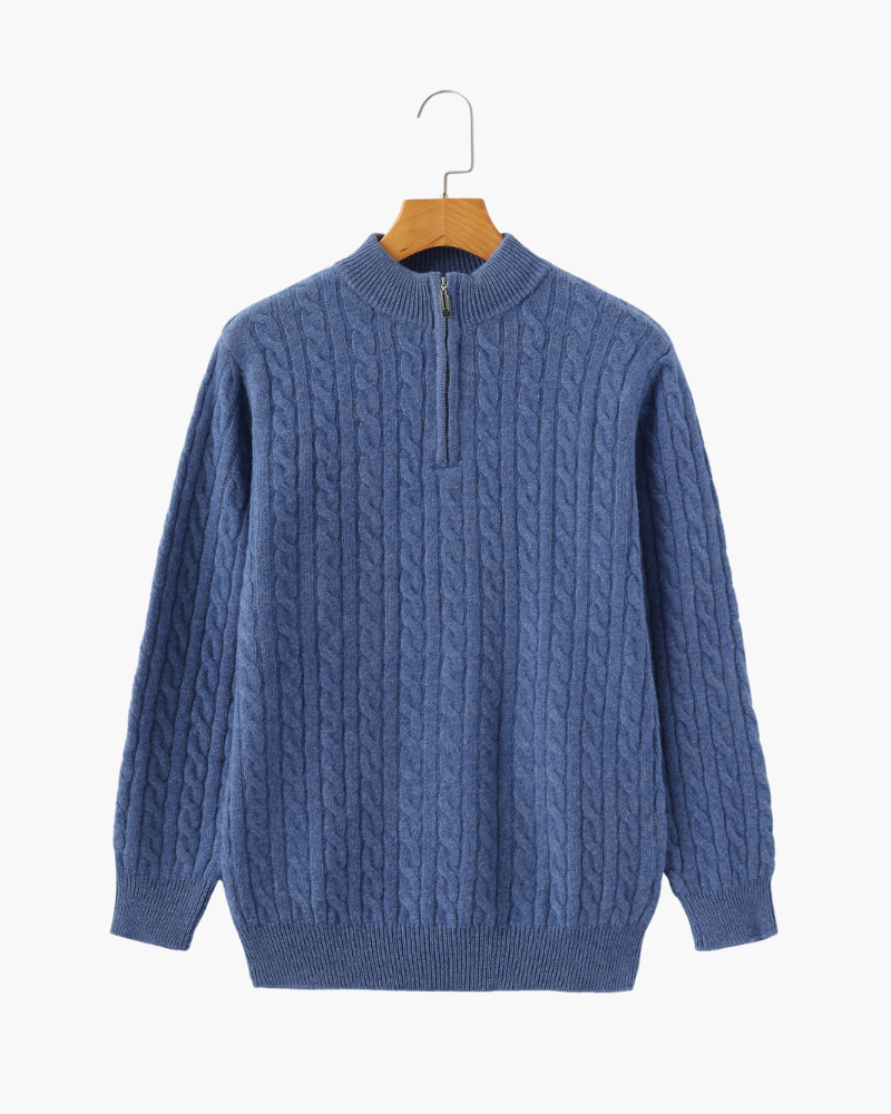 Polo de Cashmere 100% Tejido con Media Cremallera