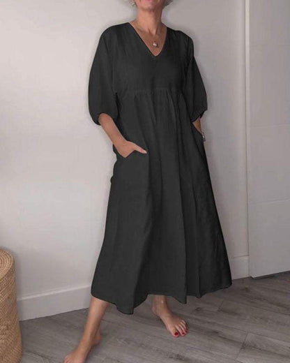 BelleGown Elegant Women's V-Neck Maxi Dress