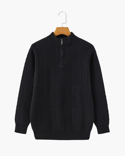 Polo de Cashmere 100% Tejido con Media Cremallera