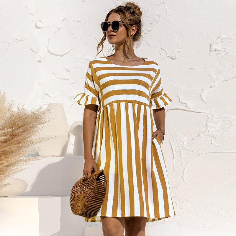 Elegancia Vertical Stripe Maxi Dress for Effortless Style