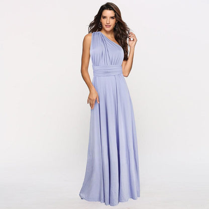 BellaGrace Stylish Women's Convertible Maxi Dress with Bow and Halter Features