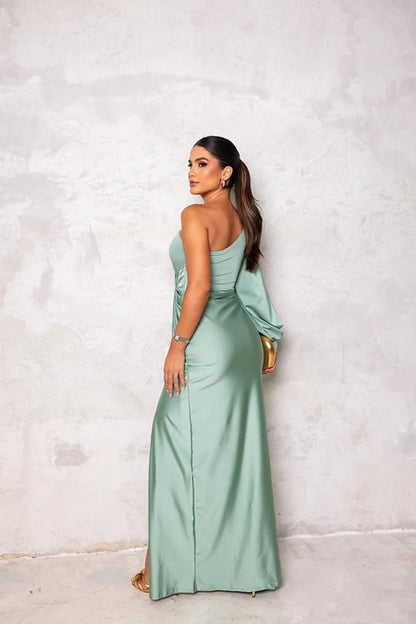 LuxeGala Satin Evening Dress for Timeless Elegance