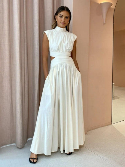 EvaGrace Sleeveless Maxi Dress with Stylish Cutout Waist