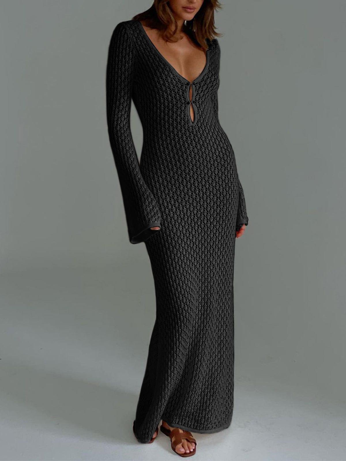BellaChic Exquisite Crochet Knit Maxi Dress for Women