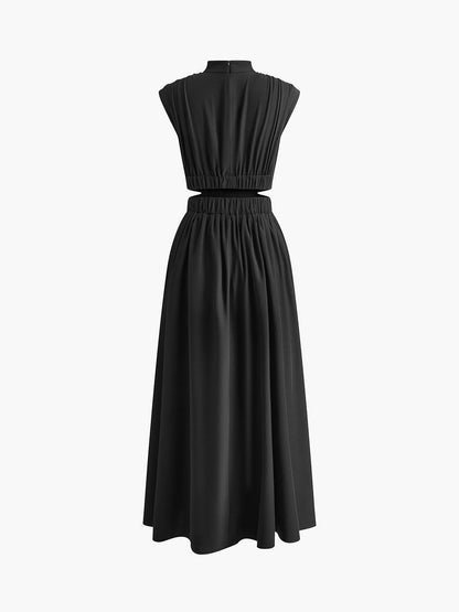 EvaGrace Sleeveless Maxi Dress with Stylish Cutout Waist