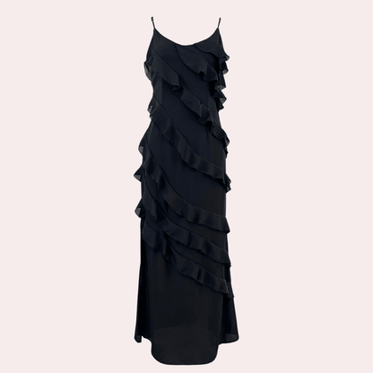 Sereina Glamorous Long Formal Dress with Flounced Accents for Women