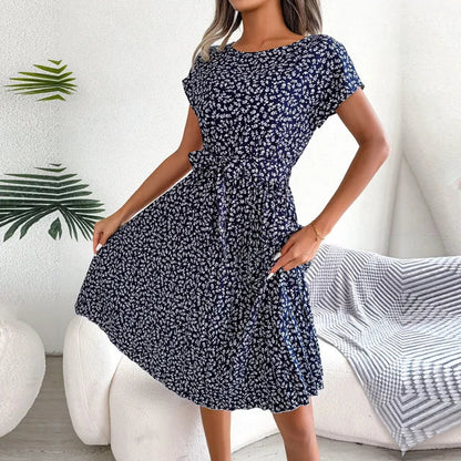 Elise Elegance Floral Maxi Dress with High Waist & Pleats