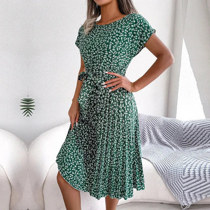 Elise Elegance Floral Maxi Dress with High Waist & Pleats
