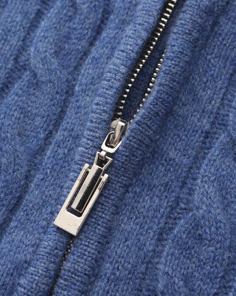 Polo de Cashmere 100% Tejido con Media Cremallera