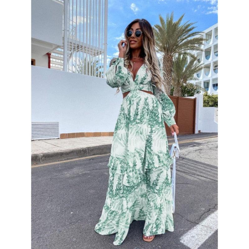 FloraElegance Sleeveless Boho Maxi Dress for Women