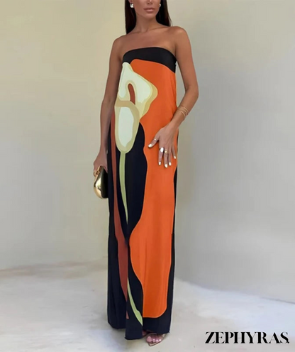 LuxeBreeze Women's Flowy Maxi Dress for Summer Elegance