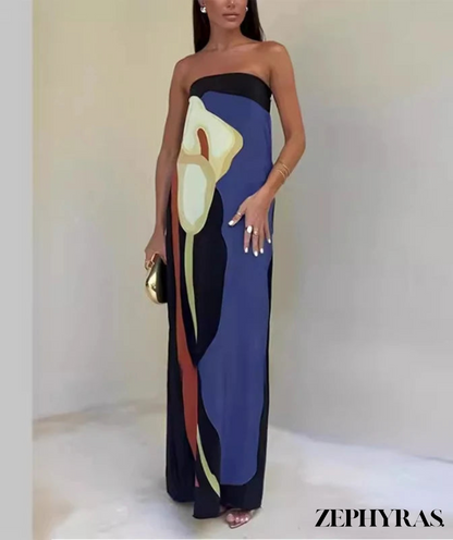 LuxeBreeze Women's Flowy Maxi Dress for Summer Elegance