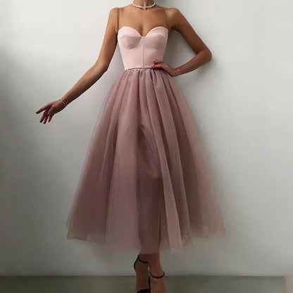 Aurora Graceful Lantern Sleeve Tulle Maxi Dress – Evening Elegance for Women