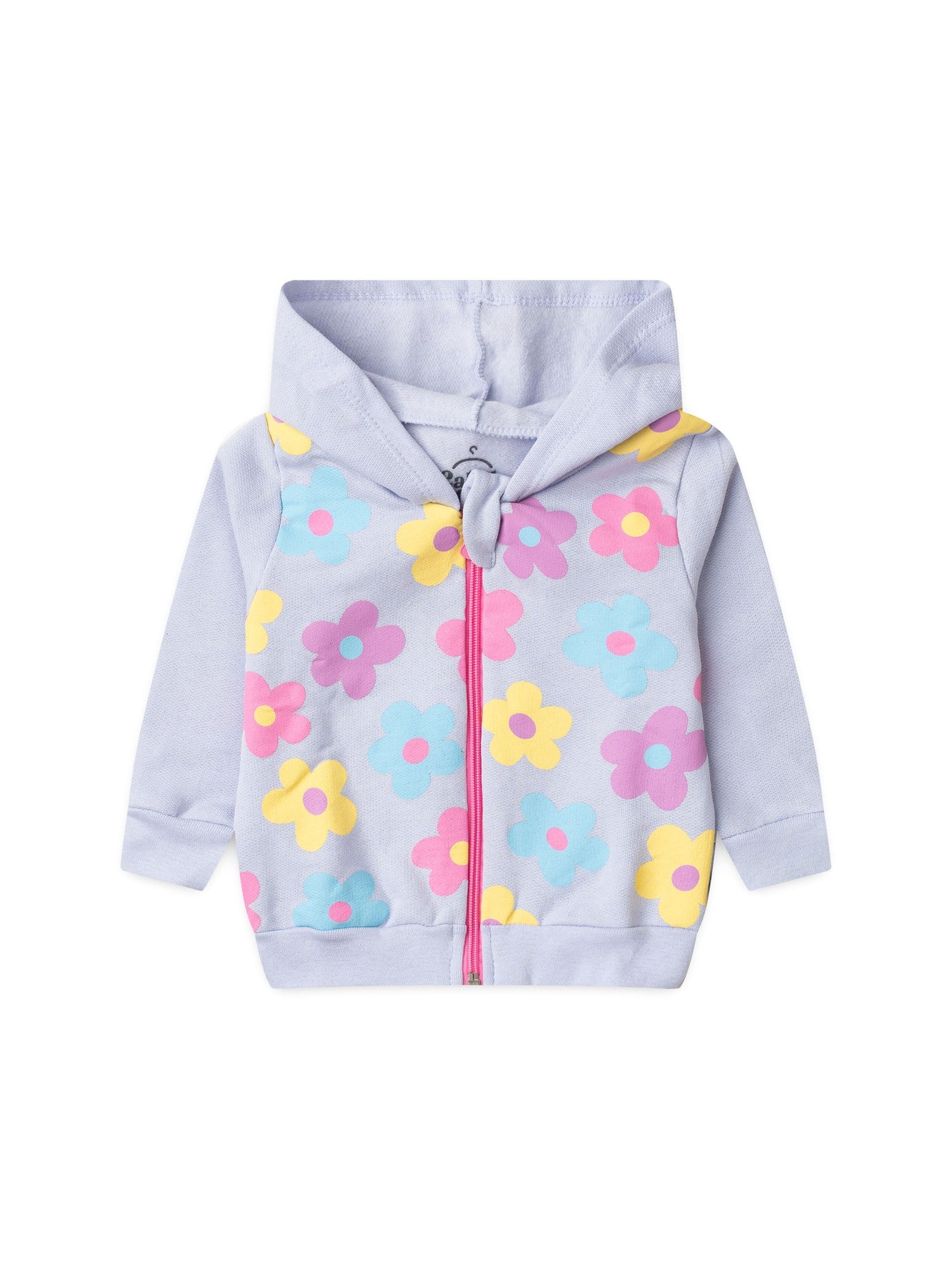Conjunto Infantil Menina Moletom Peluciado com Capuz e Zíper Flores