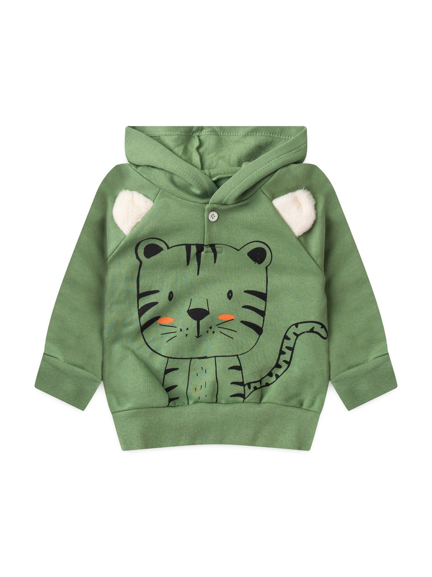 Conjunto Infantil Menino Moletom Peluciado com Capuz Verde Floresta