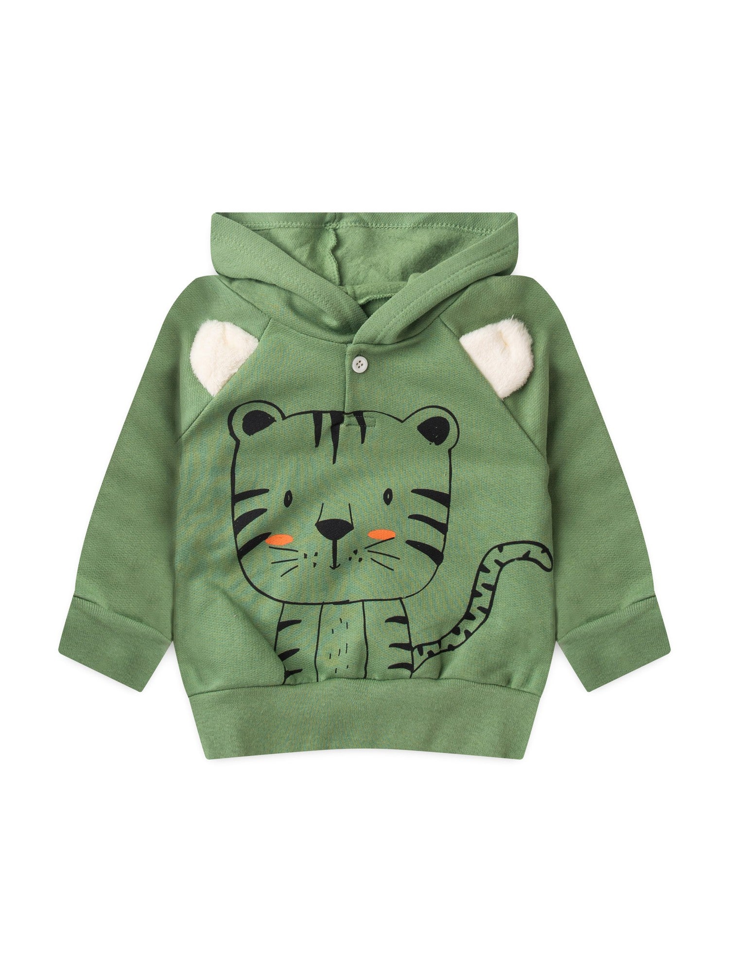 Conjunto Infantil Menino Moletom Peluciado com Capuz Verde Floresta