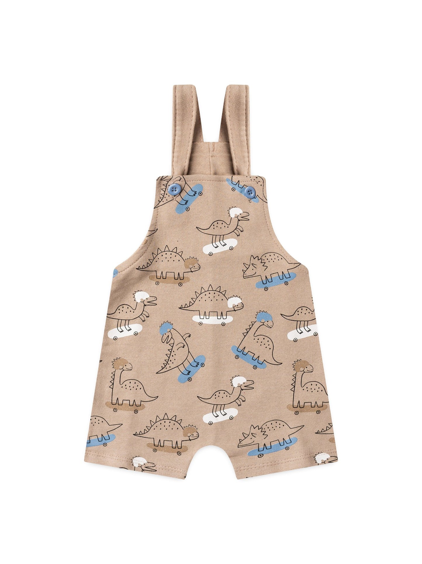 Conjunto Jardineira Bebê Menino Suedine Dino Skateista