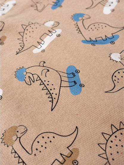 Conjunto Jardineira Bebê Menino Suedine Dino Skateista