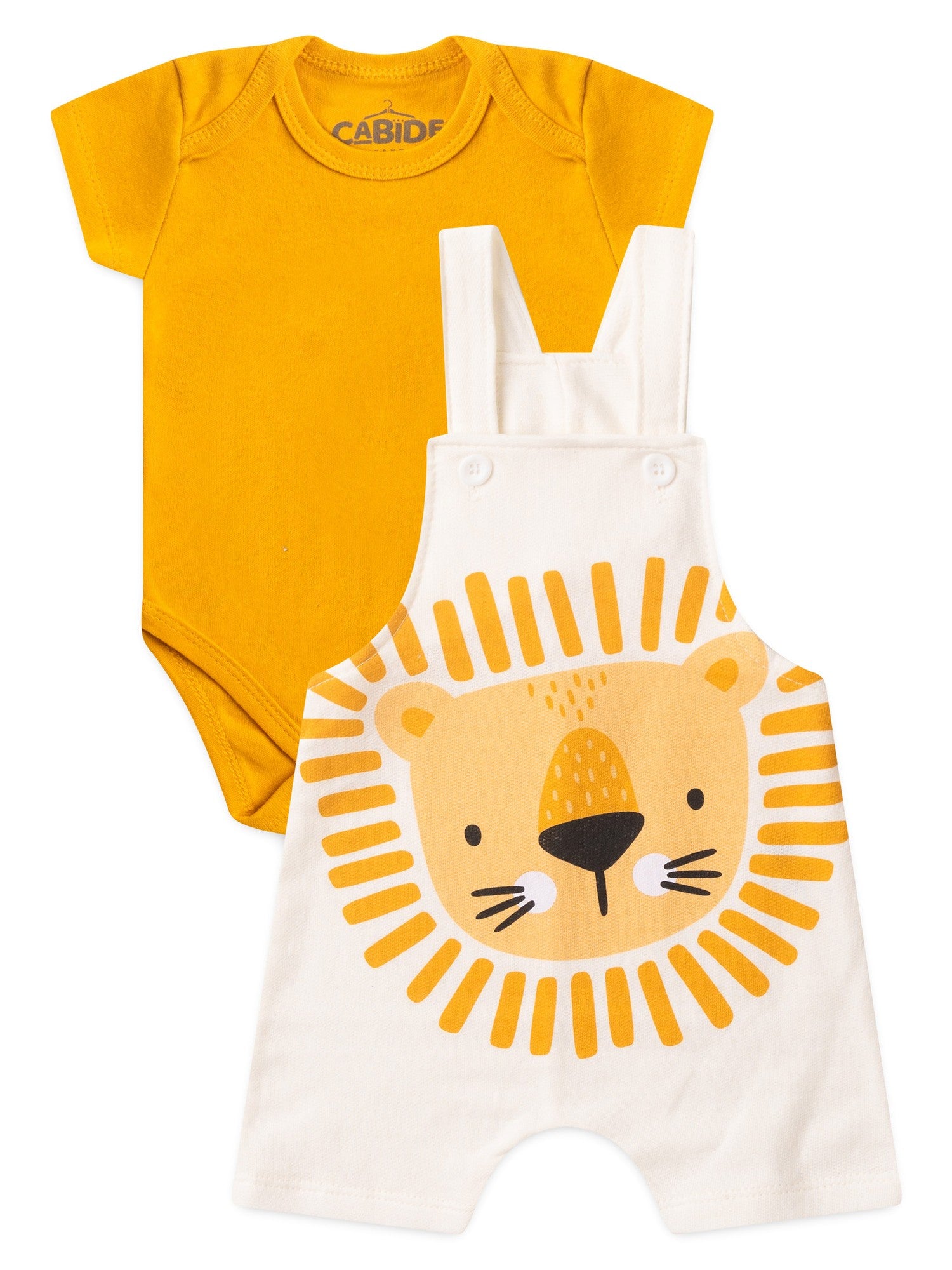 Conjunto Jardineira Bebê Menino Suedine Lion
