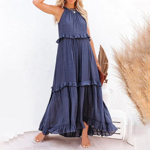 ElleVie Timeless Long Dress – Breathable Cotton Blend for Everyday Wear