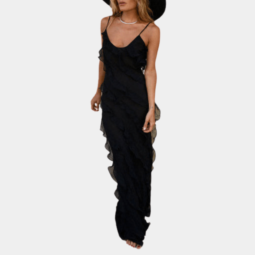 Sereina Glamorous Long Formal Dress with Flounced Accents for Women