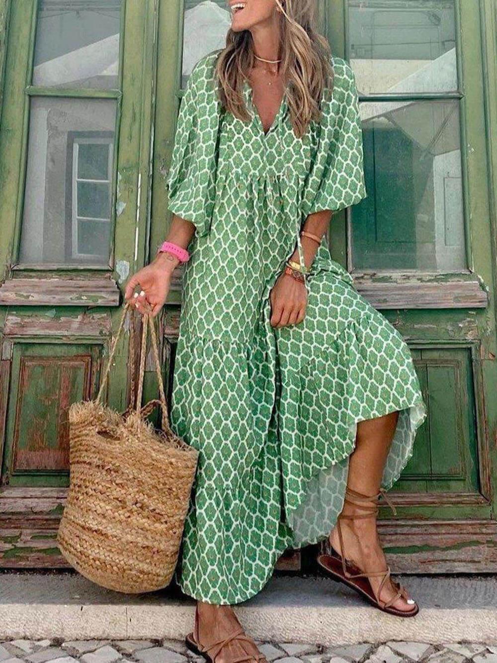 BellaVista Women's Printed Maxi Dress – Effortless Style and Comfort