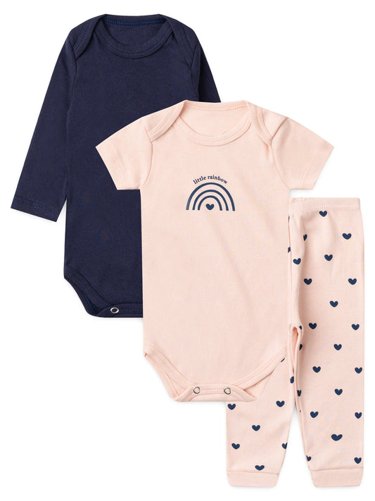 Kit Body Bebê Menina Suedine Arco-íris