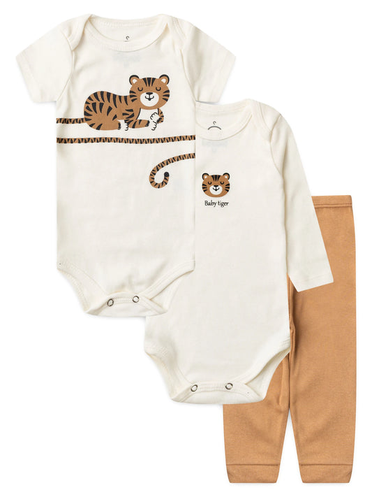 Kit Body Bebê Unissex Suedine Baby Tiger